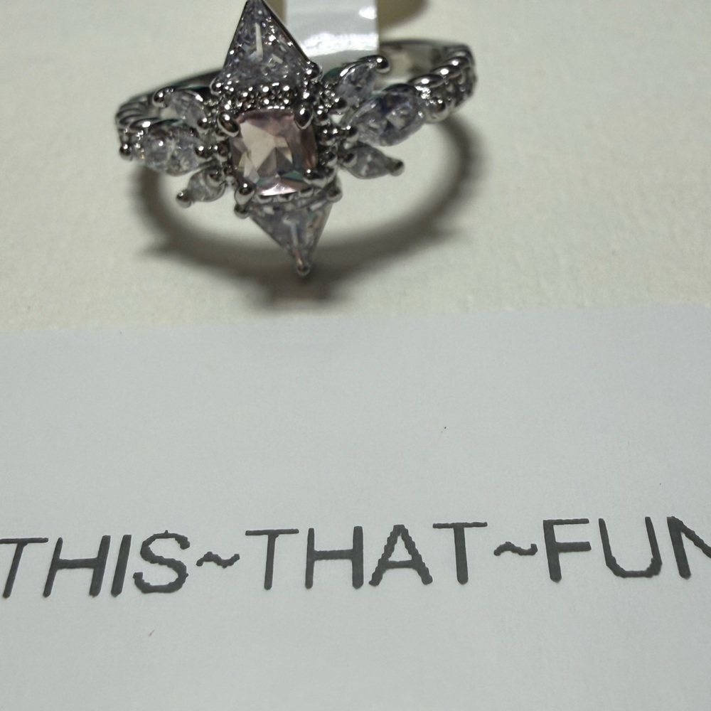 Ring Smokey Topaz Rhodium Plating Size 7 New